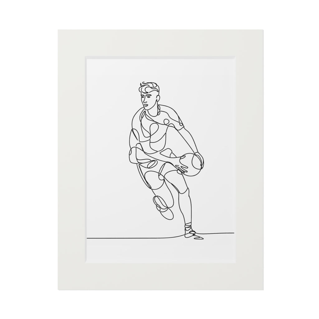 Gaelic Football Player - Single Line Fine Art Print (Passepartout Frame)