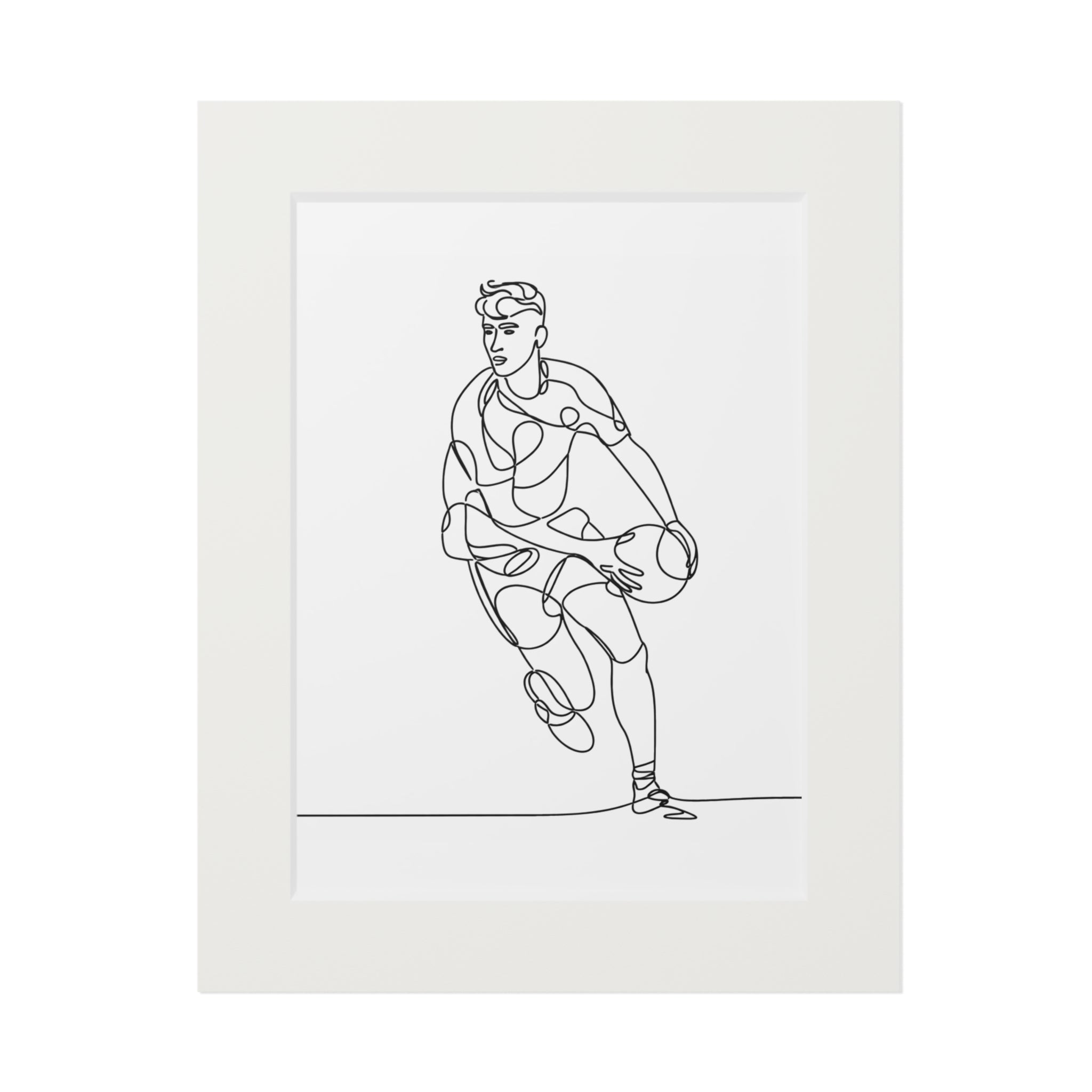 Gaelic Football Player - Single Line Fine Art Print (Passepartout Frame)