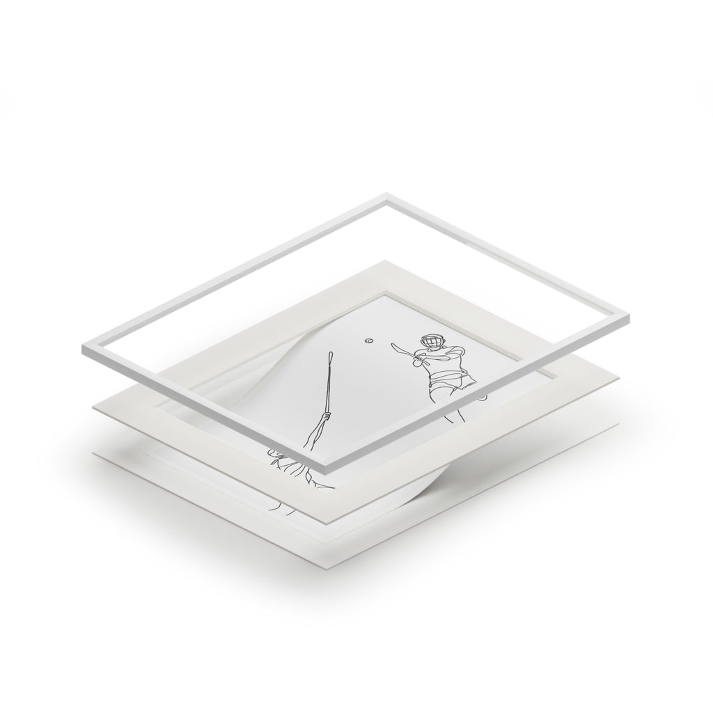 Hurling - Single Line Fine Art Print (Passepartout Frame)