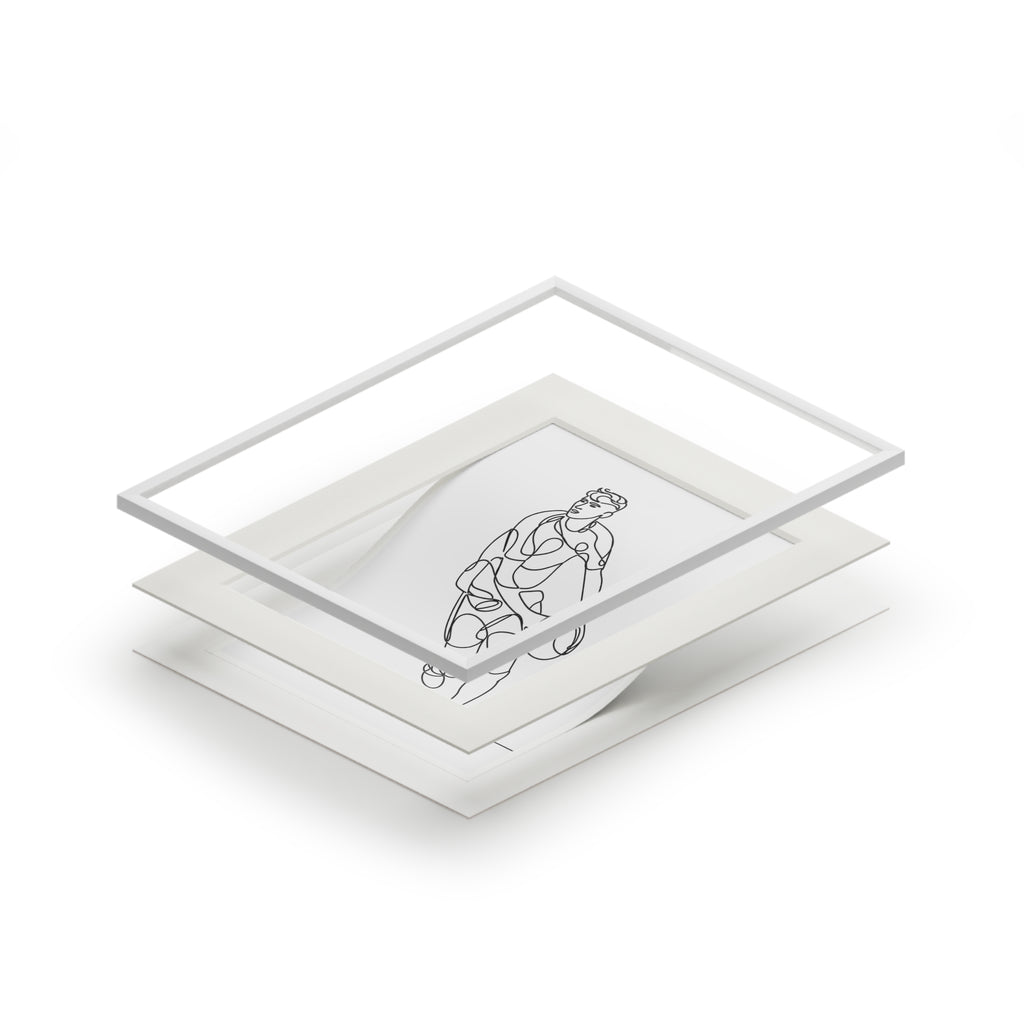 Gaelic Football Player - Single Line Fine Art Print (Passepartout Frame)