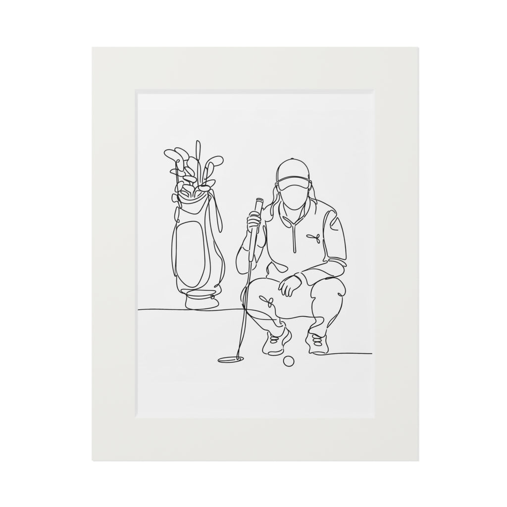 Golfer - Single Line Fine Art Print (Passepartout Frame)