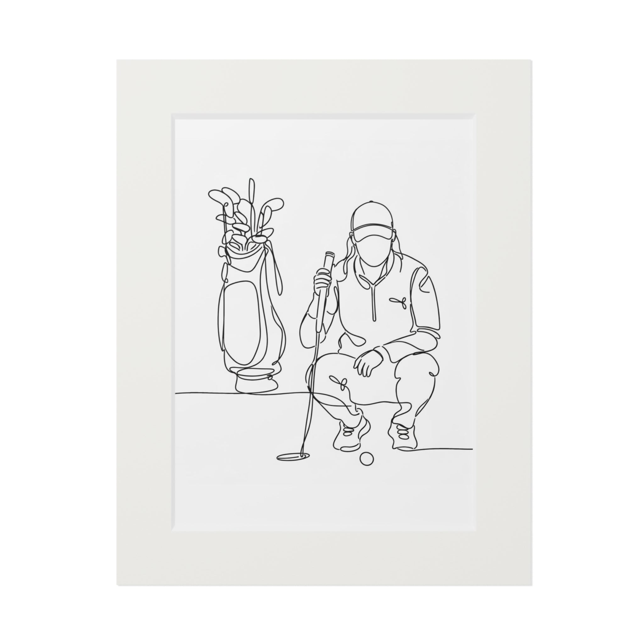 Golfer - Single Line Fine Art Print (Passepartout Frame)