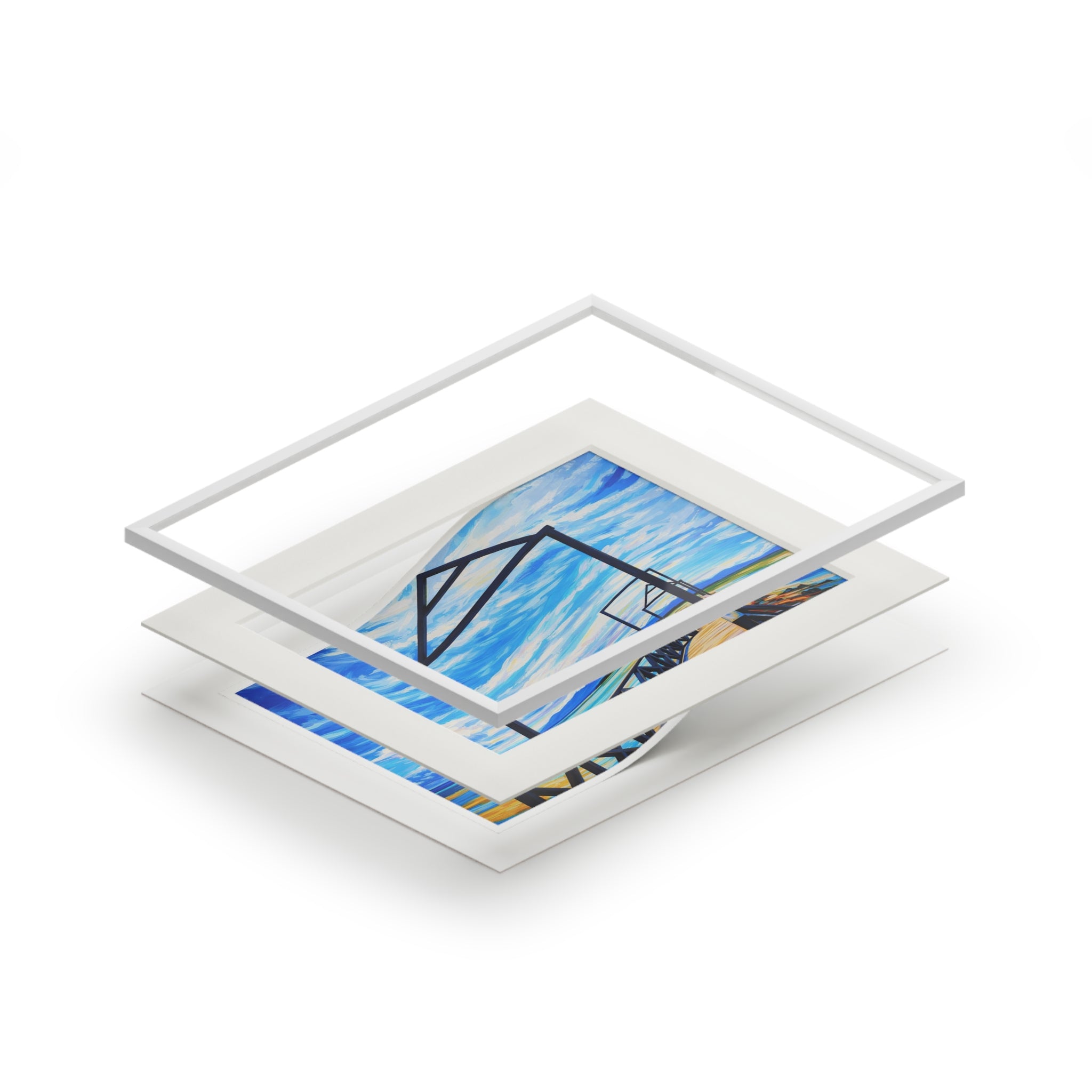 Mulranny Beach Mayo - Single Line Fine Art Print (Passepartout Frame)