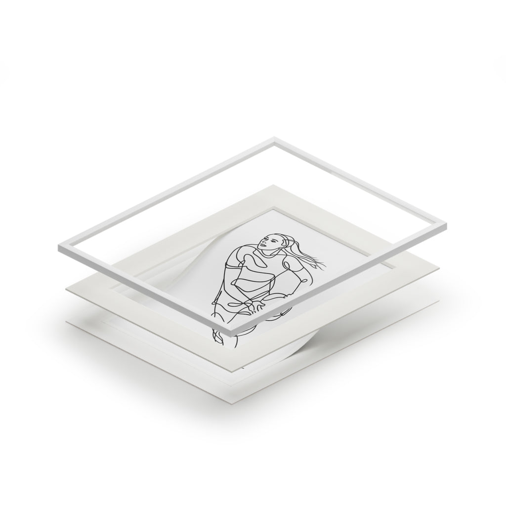 Women's Gaelic Football Player  - Single Line Fine Art Print (Passepartout Frame)