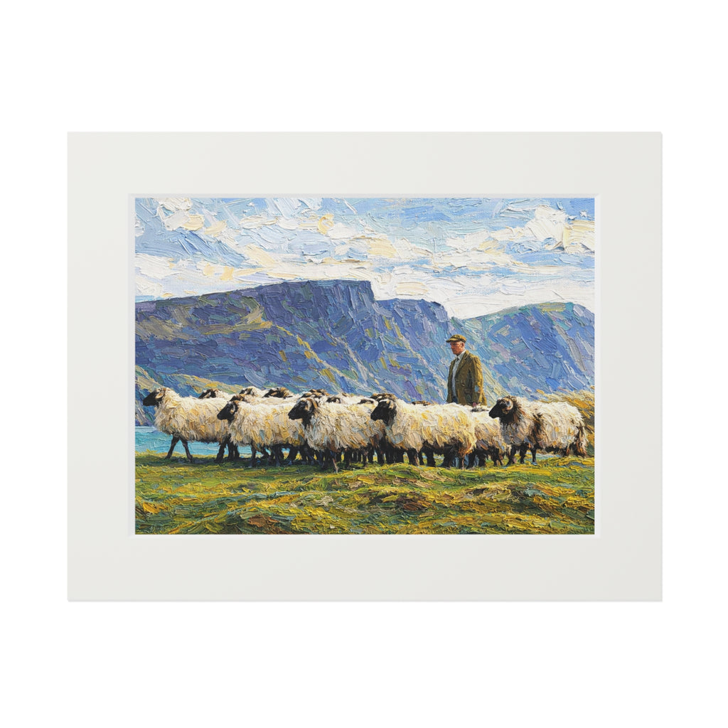 Achill Island Sheep - Pallet Knife Fine Art Print (Passepartout Frame)