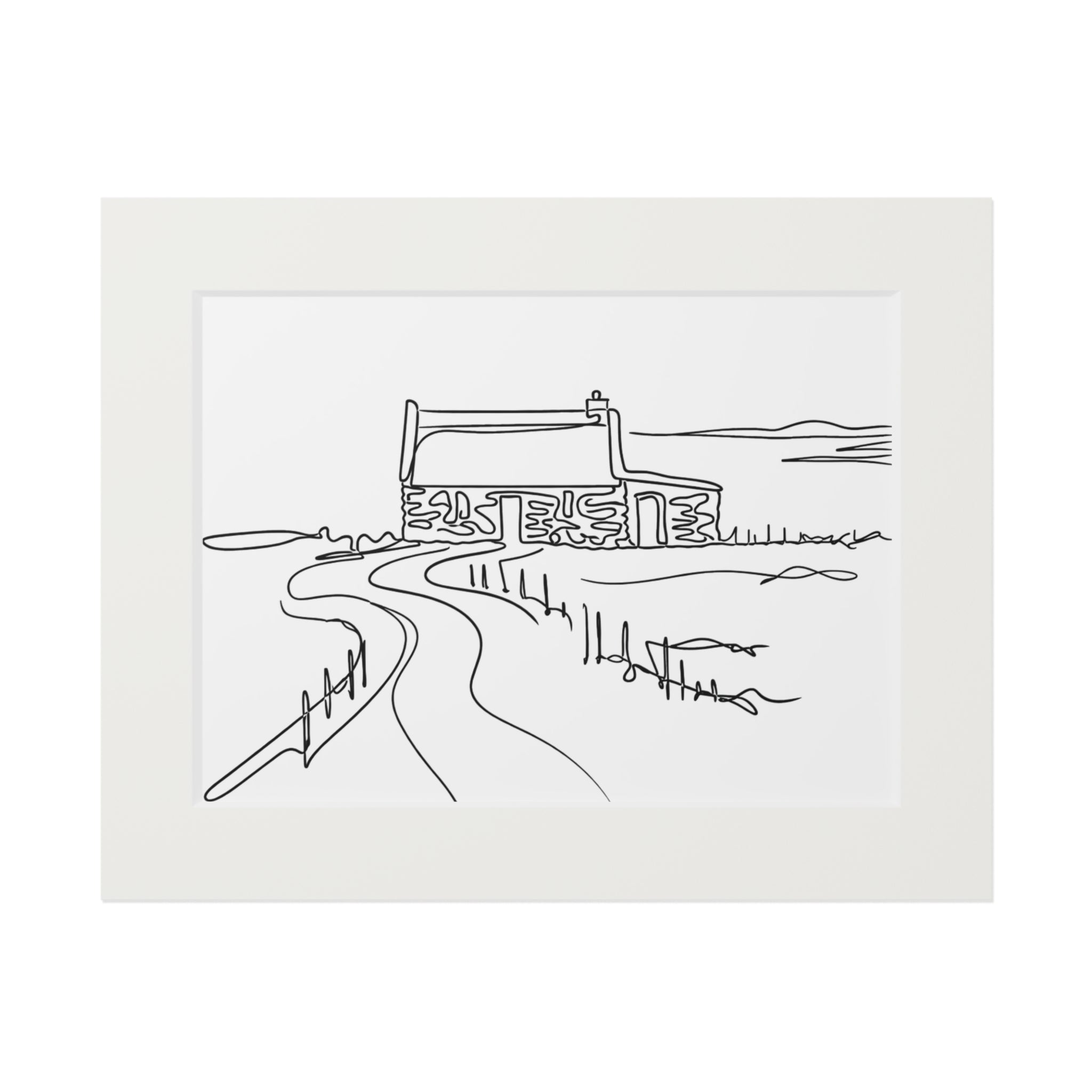 Connemara Cottage - Single Line Fine Art Print (Passepartout Frame)