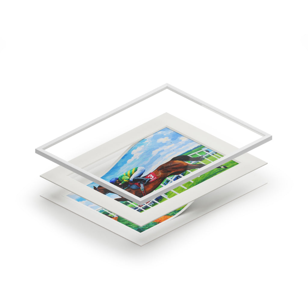 Horse Racing - Acrylic Line Fine Art Print (Passepartout Frame)