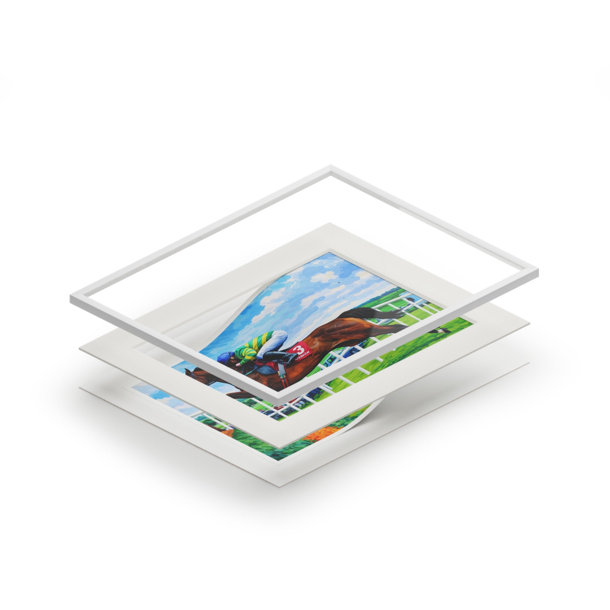 Horse Racing - Acrylic Line Fine Art Print (Passepartout Frame)