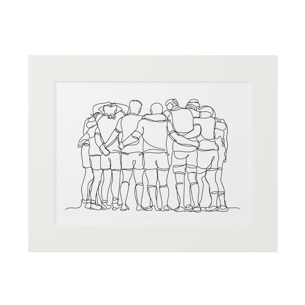 Sports Team - Single Line Fine Art Print (Passepartout Frame)