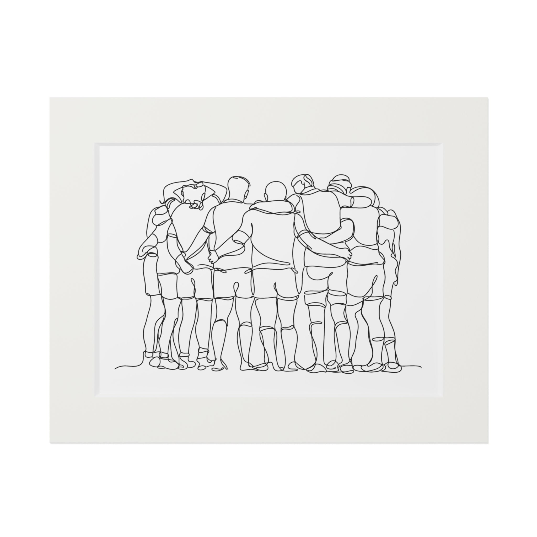 Sports Team - Single Line Fine Art Print (Passepartout Frame)