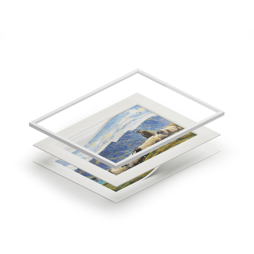 Achill Island Sheep - Pallet Knife Fine Art Print (Passepartout Frame)