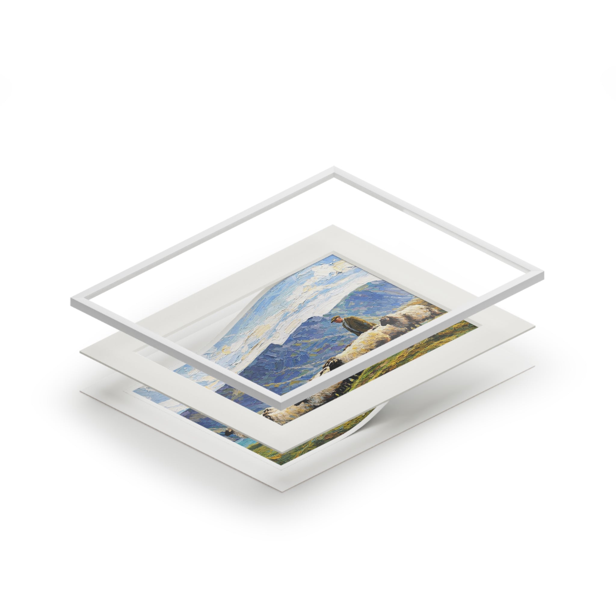 Achill Island Sheep - Pallet Knife Fine Art Print (Passepartout Frame)