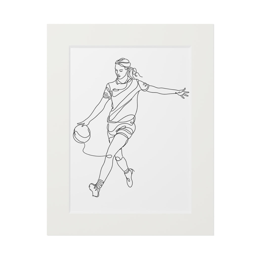 Women Gaelic Football Player - Single Line Fine Art Print (Passepartout Frame)
