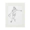 Women Gaelic Football Player - Single Line Fine Art Print (Passepartout Frame)