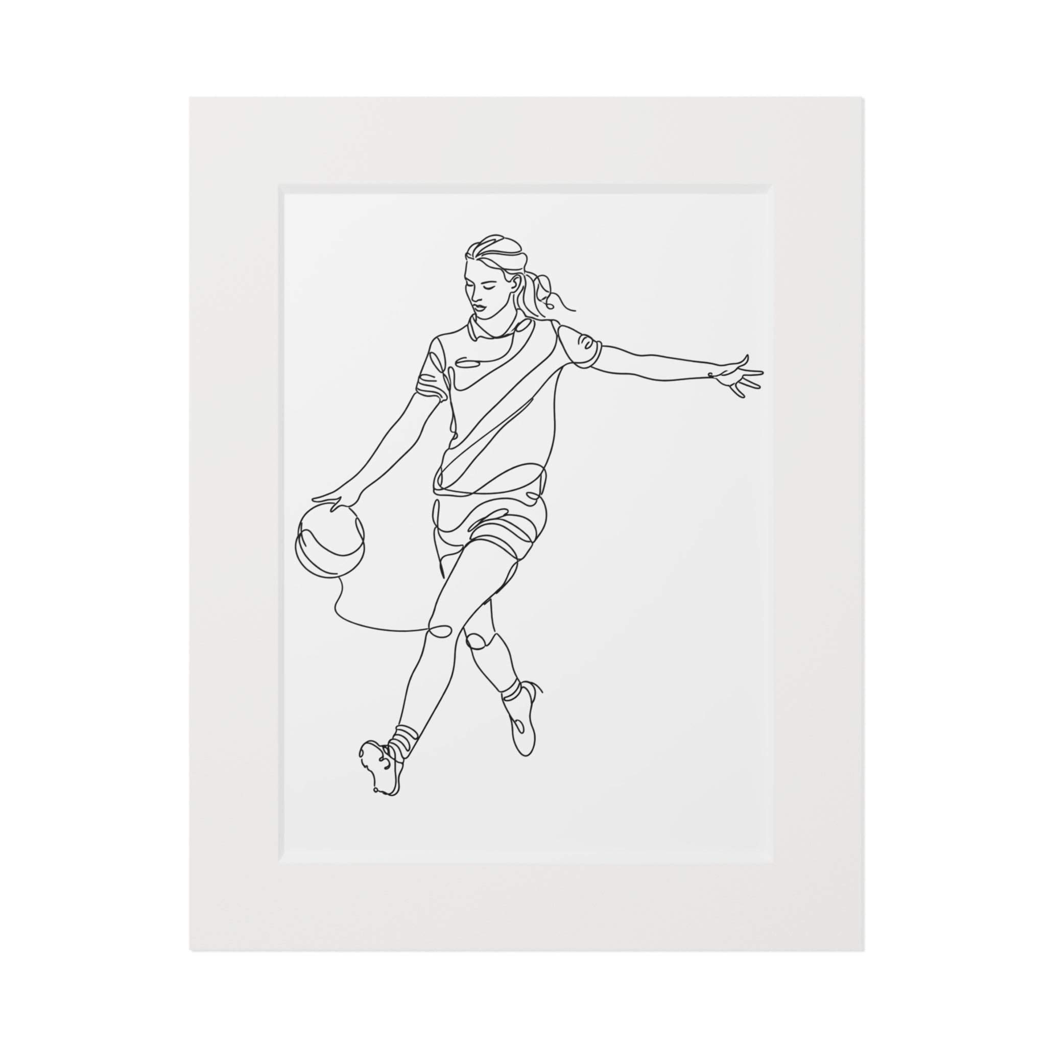 Women Gaelic Football Player - Single Line Fine Art Print (Passepartout Frame)