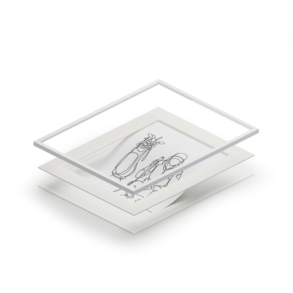 Golfer - Single Line Fine Art Print (Passepartout Frame)