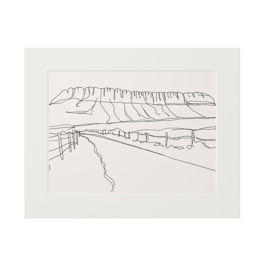 Benbulben, Sligo - Single Line Fine Art Print (Passepartout Frame)