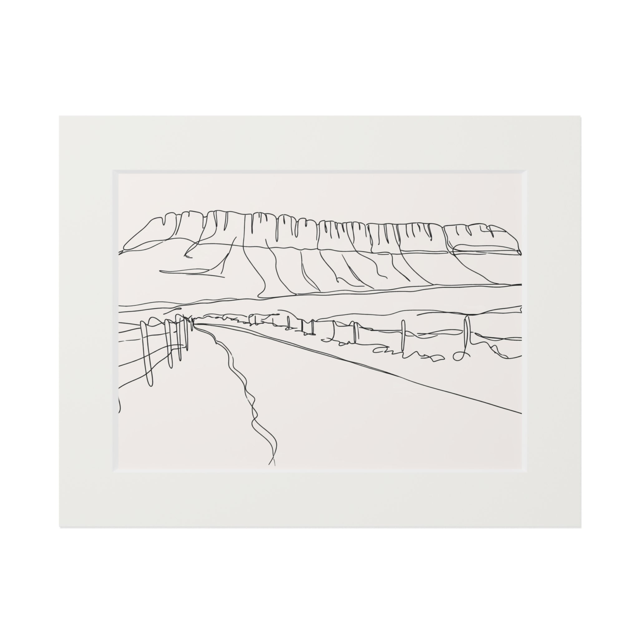 Benbulben, Sligo - Single Line Fine Art Print (Passepartout Frame)