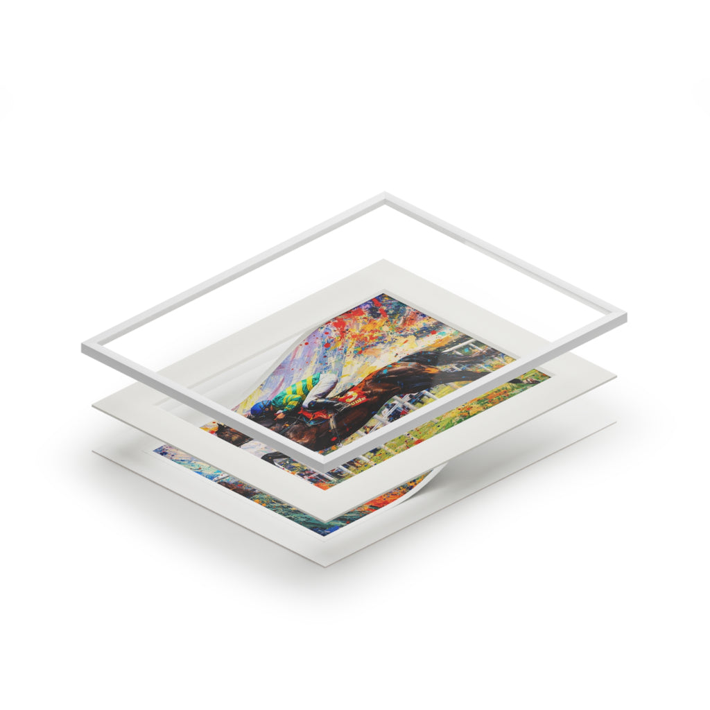 Horse Racing - Expressionism Fine Art Print (Passepartout Frame)