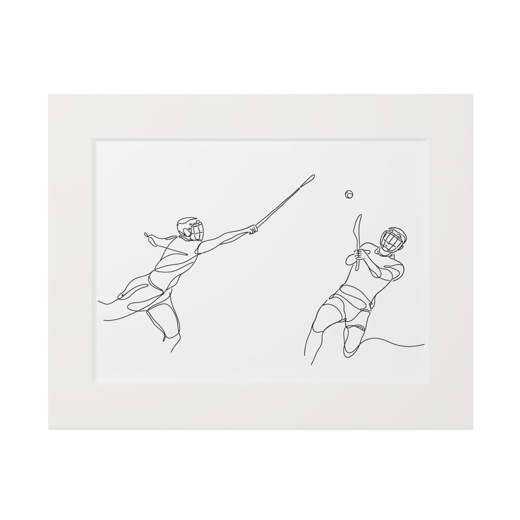Hurling - Single Line Fine Art Print (Passepartout Frame)