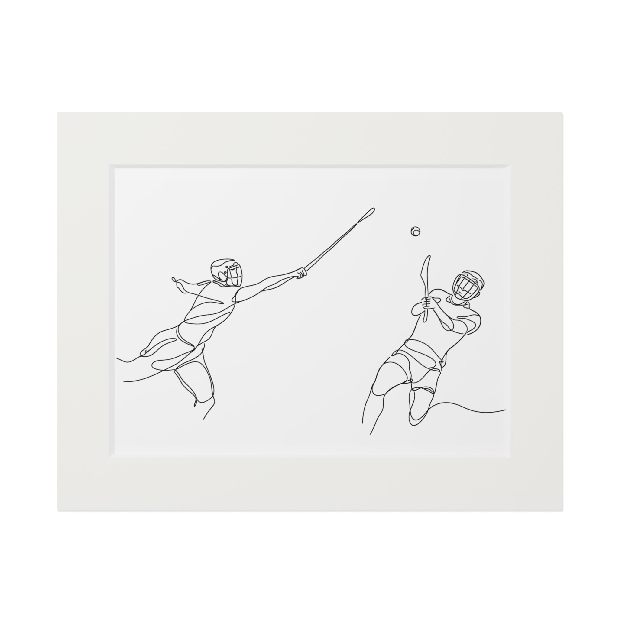Hurling - Single Line Fine Art Print (Passepartout Frame)