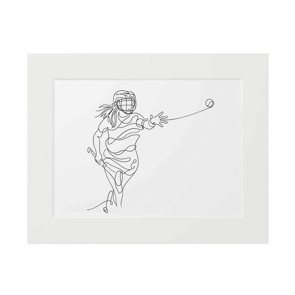 Camogie - Single Line Fine Art Print (Passepartout Frame)