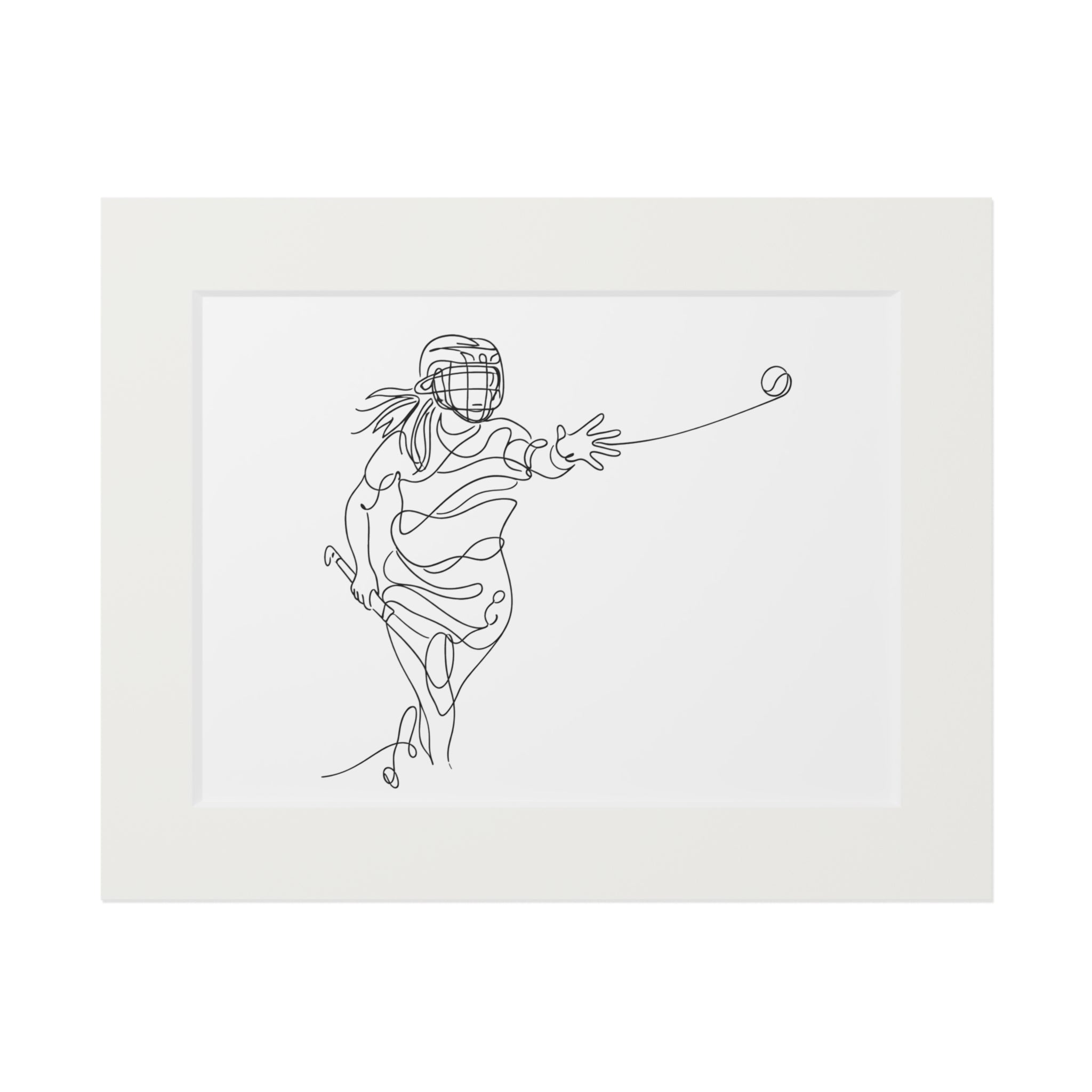 Camogie - Single Line Fine Art Print (Passepartout Frame)