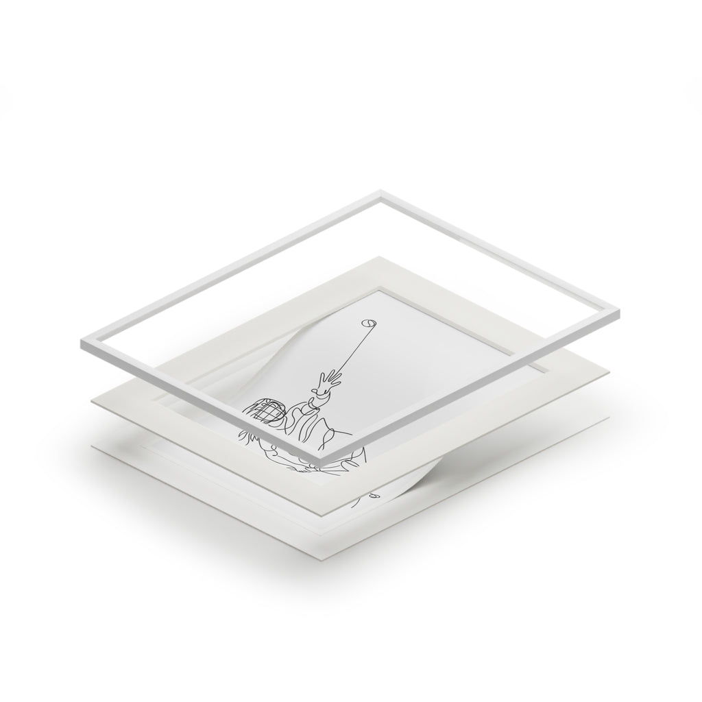 Camogie - Single Line Fine Art Print (Passepartout Frame)
