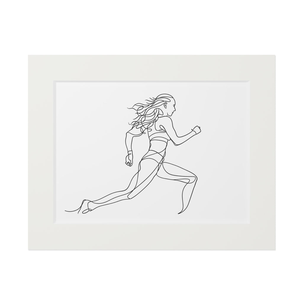 Athletics- Single Line Fine Art Print (Passepartout Frame)