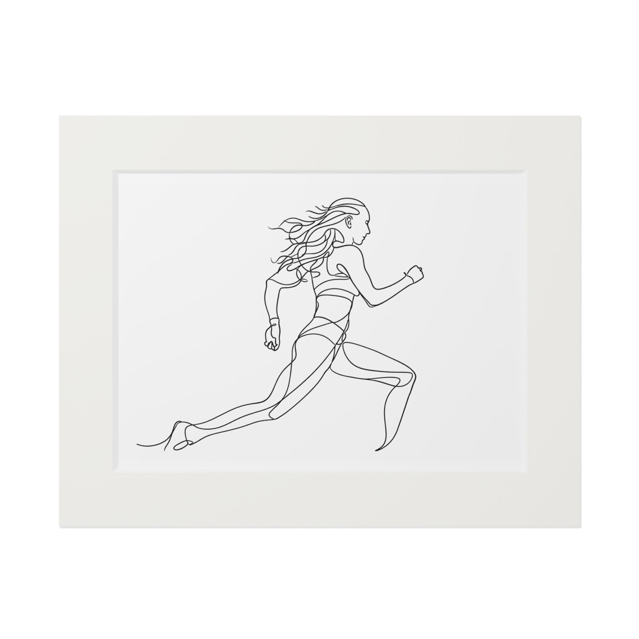 Athletics- Single Line Fine Art Print (Passepartout Frame)
