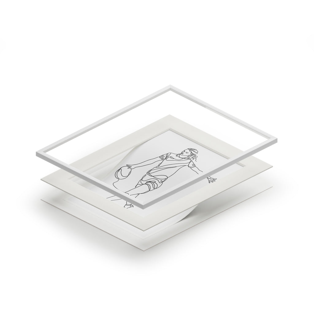 Women Gaelic Football Player - Single Line Fine Art Print (Passepartout Frame)