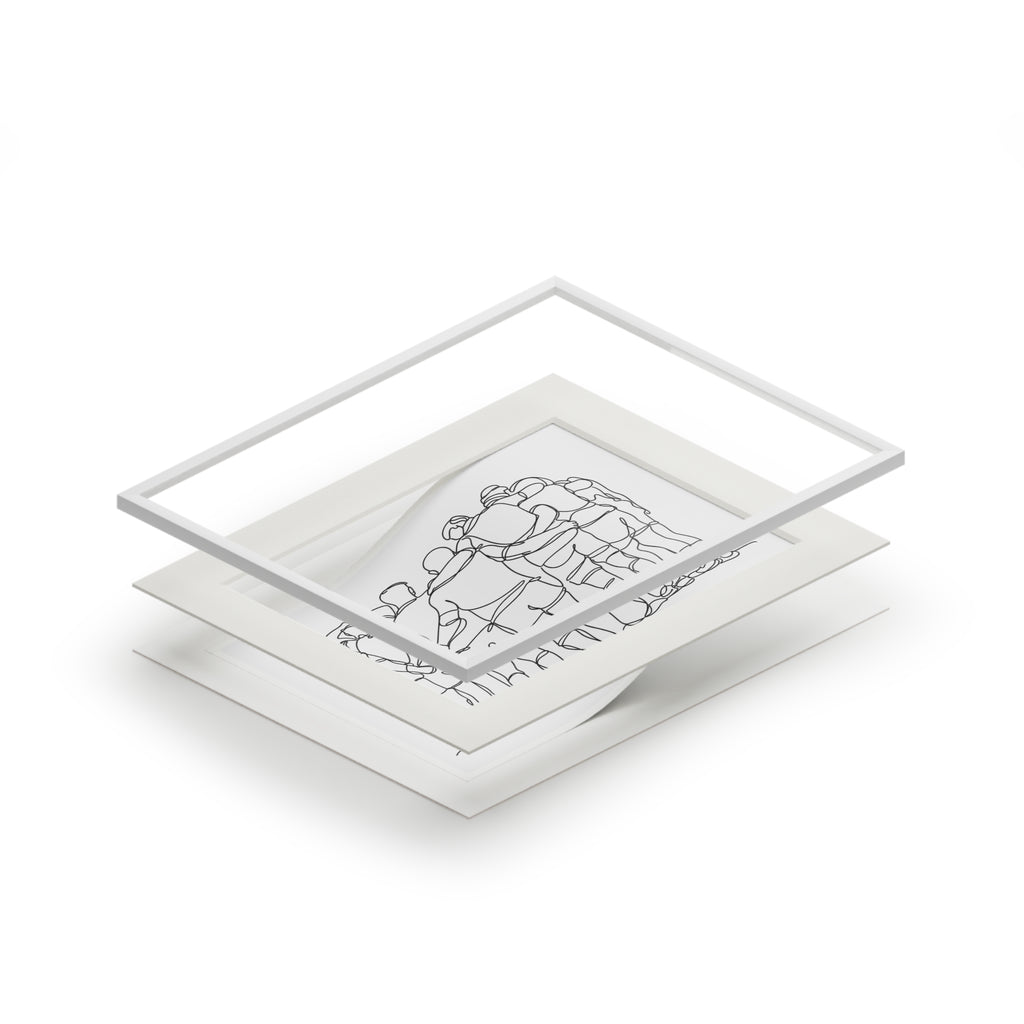 Sports Team - Single Line Fine Art Print (Passepartout Frame)