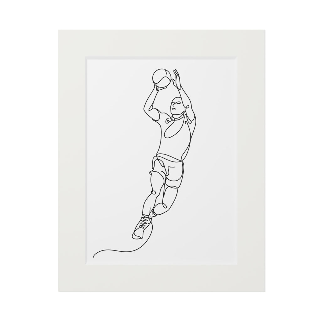 Gaelic Football Player  - Single Line Fine Art Print (Passepartout Frame)